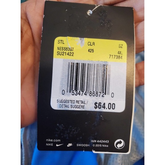 Nike Men's Blue 100% Polyester Pull On Swim Trunk Logo Print Shorts Size 4XL - Picture 10 of 14